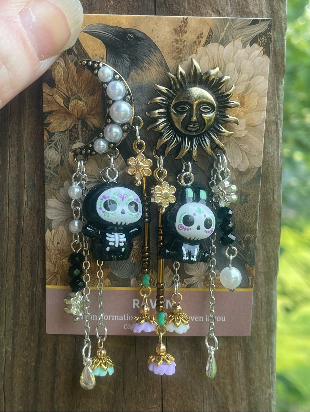 Day of the Dead Skelly Charm Earrings Hand Crafted